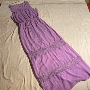 Charming Charlie Lavender Maxi Dress, Midi Lined, Elastic band,size S